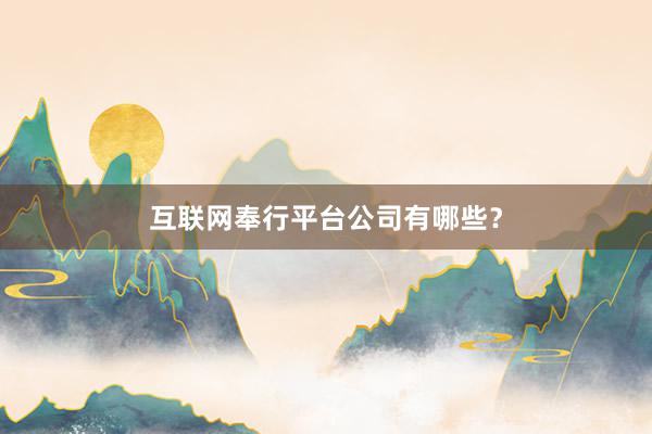 互联网奉行平台公司有哪些?